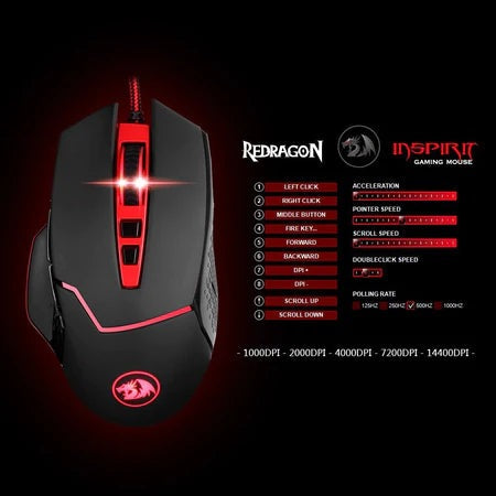 Redragon M907 Inspirit Wired Gaming Mouse